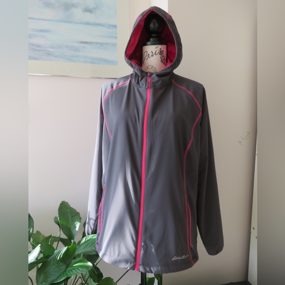 Eddie Bauer Grey & Hot Pink Soft Shell Nylon Jacket - Picture 2 of 9